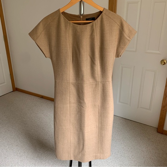 J. Crew Dolman Double Serge 100% Wool Career Dress Tan Size 8 - Picture 3 of 16